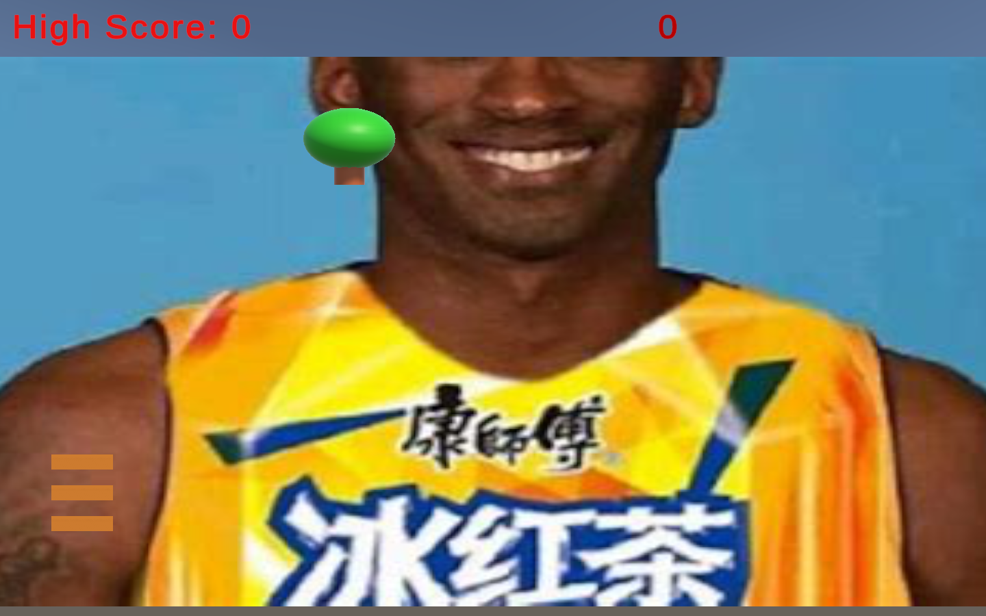 Apple Picker gameplay with the original meme background, falling apple, and baskets